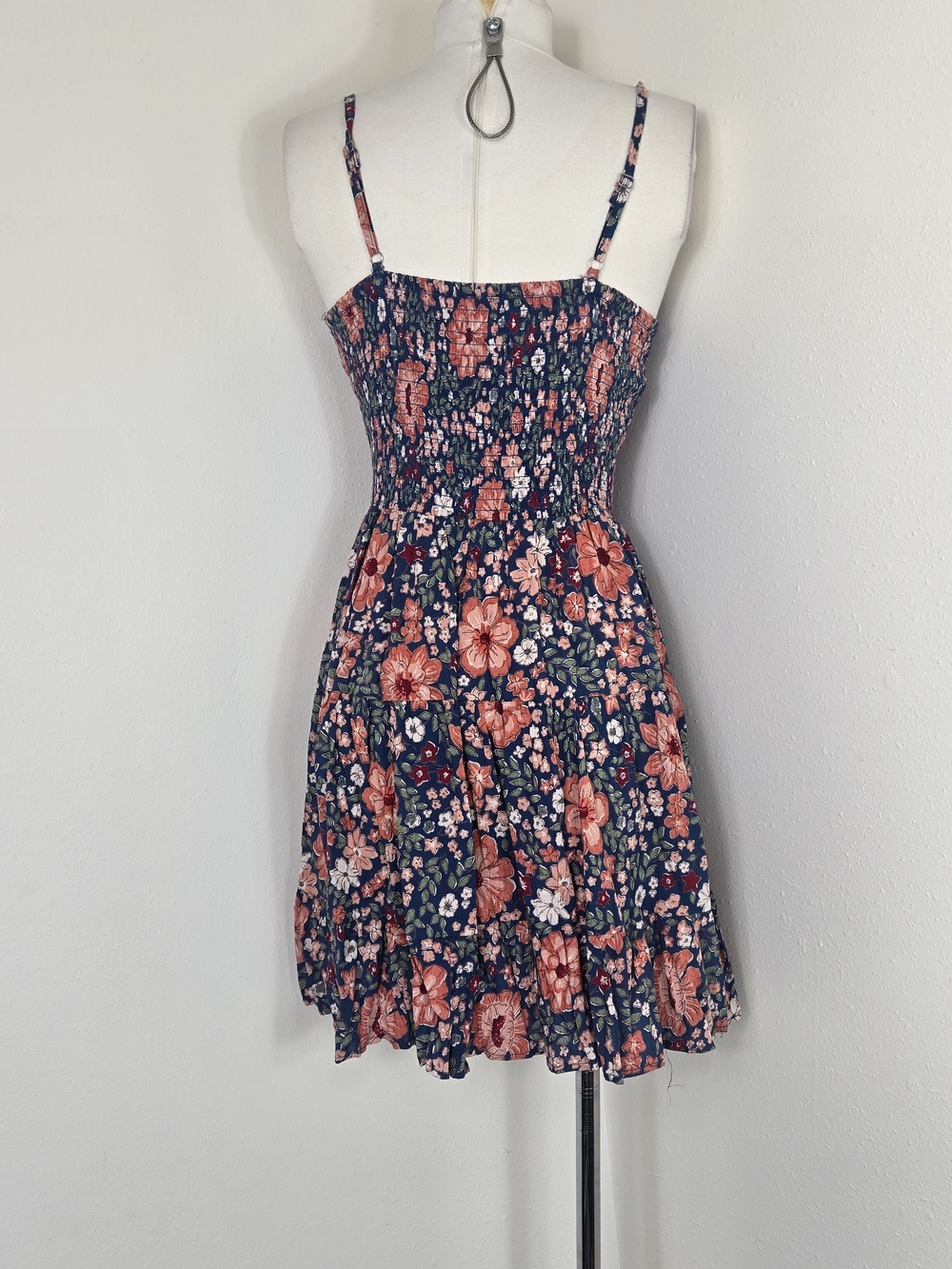 Angie Navy Floral Mini Dress with Coral Flowers - Picture 2 of 3